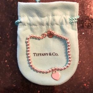 Tiffany bracelet silver beads pink heart